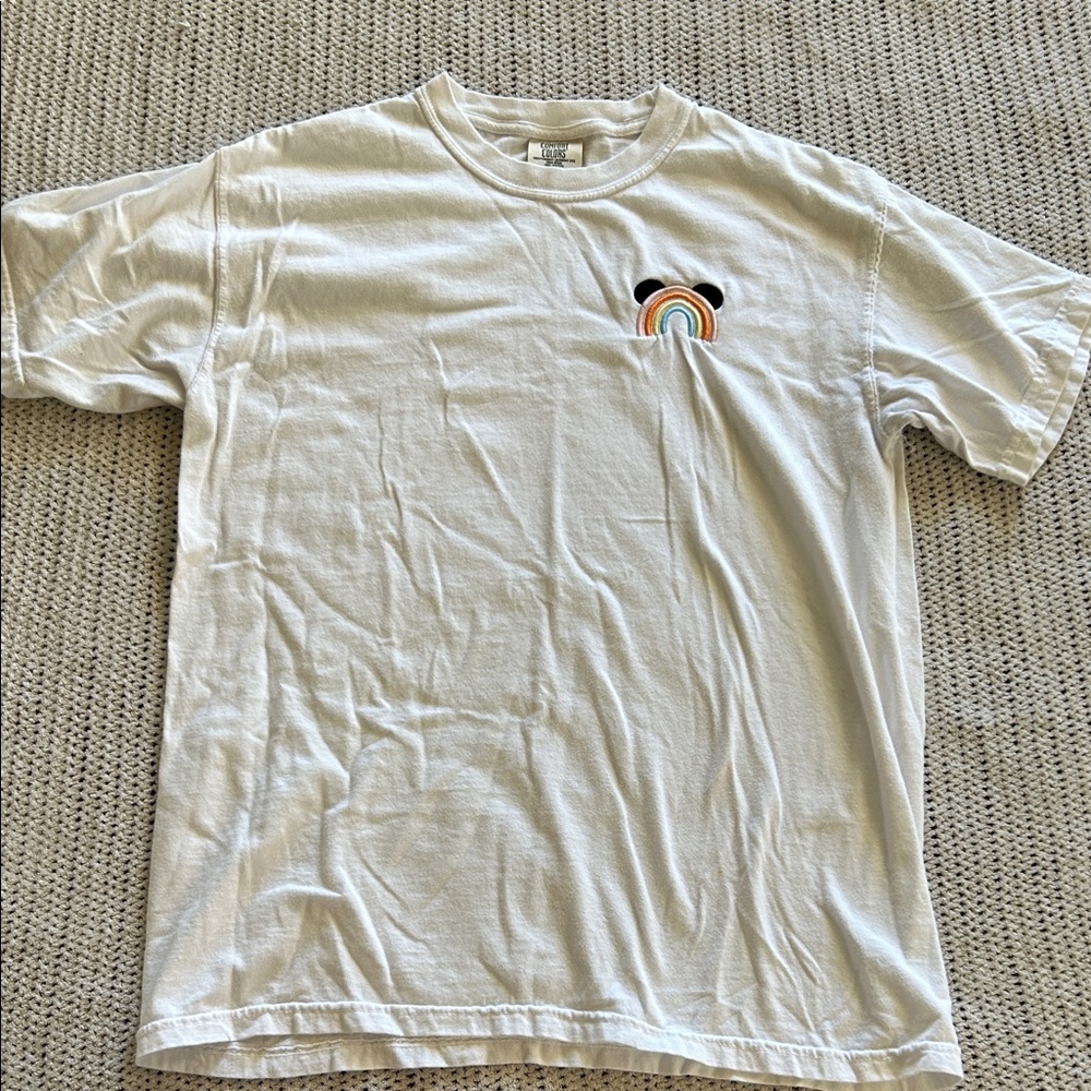Mickey Ears Rainbow White Graphic T-Shirt